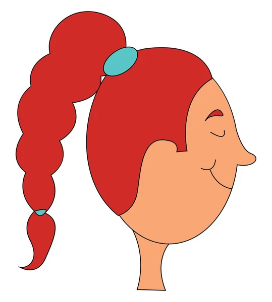 Cara de dibujos animados de una chica con un peinado trenzado largo y grueso v — Vector de stock