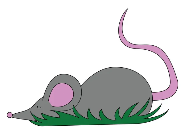 一个可爱的小灰色鼠标设置在孤立的白色后背 — 图库矢量图片