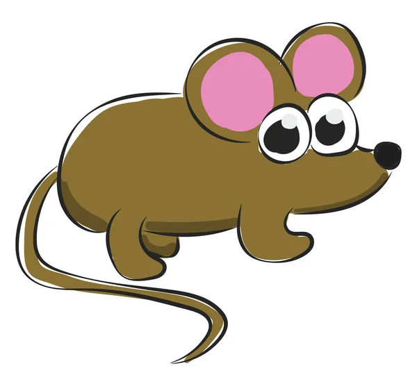 Dibujo de un lindo ratoncito marrón en respaldo blanco aislado — Vector de stock