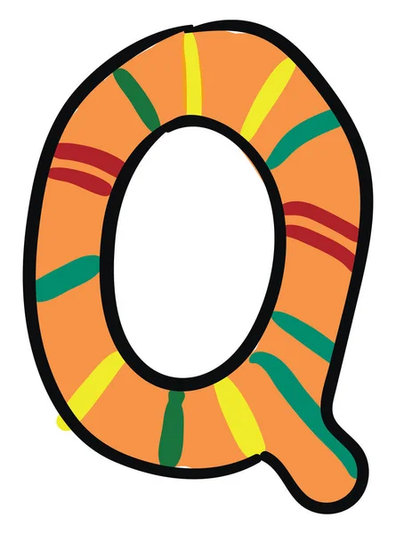 Pintura de la letra Q alfabeto en multicolor vector o color — Vector de stock