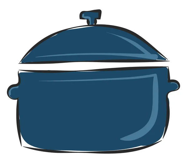 Clipart of a blue-colored non-stick saucepan provided with a lid — Stock Vector