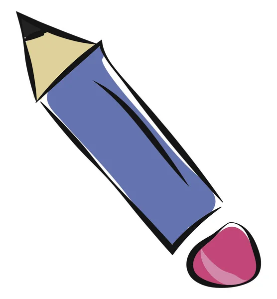 Zeichnung eines blauen Bleistifts mit einem rosafarbenen Radiergummi an der — Stockvektor