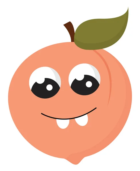 Emoji şeftali meyve vektör veya renk illüstrasyon gülümseyen — Stok Vektör