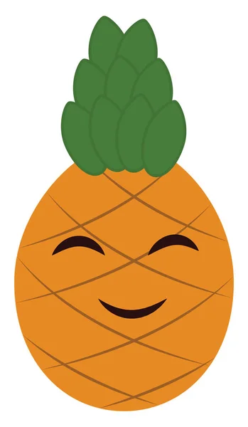 Emoji karikatür gülümseyen ananas vektör veya renk illüstrasyon — Stok Vektör