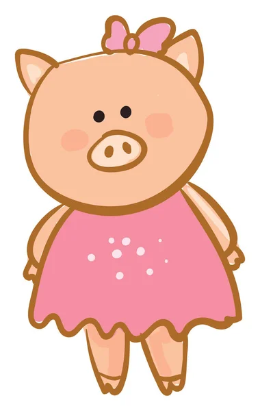 Drawing of a cute baby piggie/Cartoon piglet vector or color ill — Stock Vector