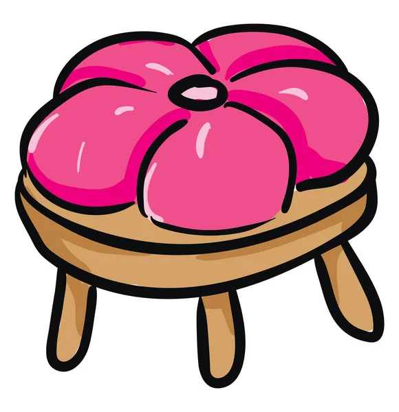 Клипарт круглого коричневого стула с розовым мягким сиденьем — стоковый вектор