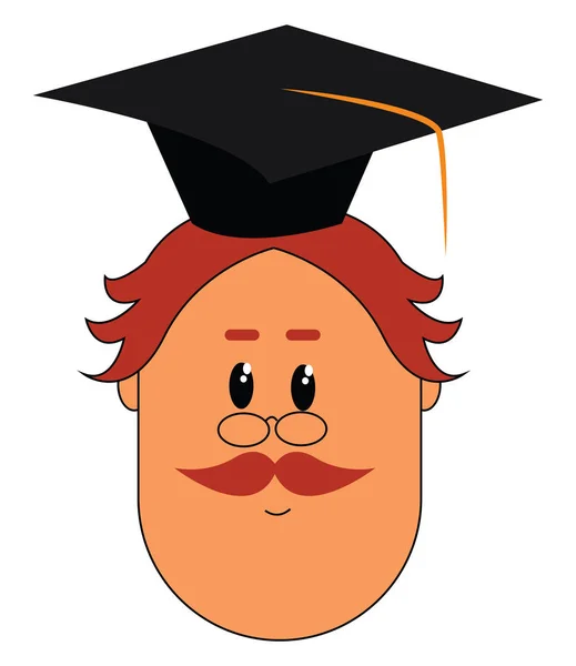 Cartoon face of a professor wearing a hood vector or color illus — Stock Vector