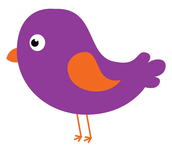 から見た孤立した白い背景に設定された漫画の紫色の鳥 — ストックベクタ