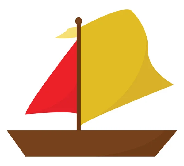 Clipart d'un bateau en couleur rouge et jaune vecteur ou couleur illust — Image vectorielle