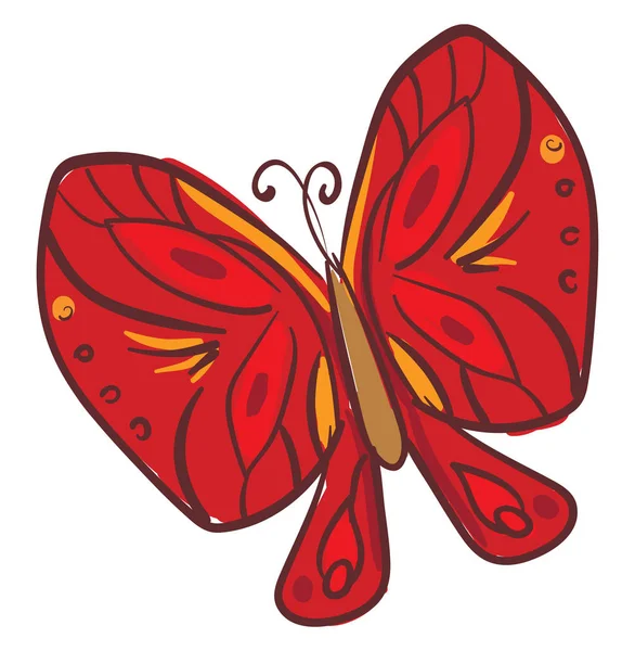 Clipart of a red-colored butterfly vector or color illustration — Stock Vector