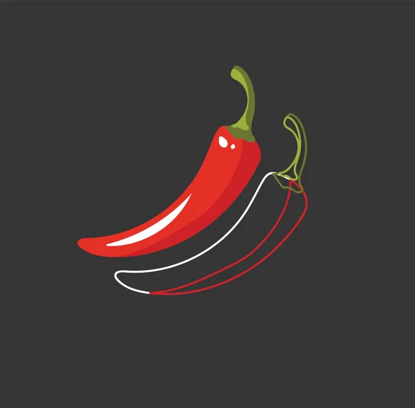 Πορτρέτο των κόκκινων καυτές ψυχρές πιπεριές πάνω από σκούρο φόντο διάνυσμα o — Διανυσματικό Αρχείο