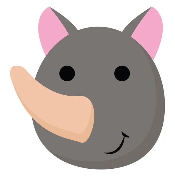 Карикатурное лицо однорогого вектора носорога или цветной иллюстрации — стоковый вектор