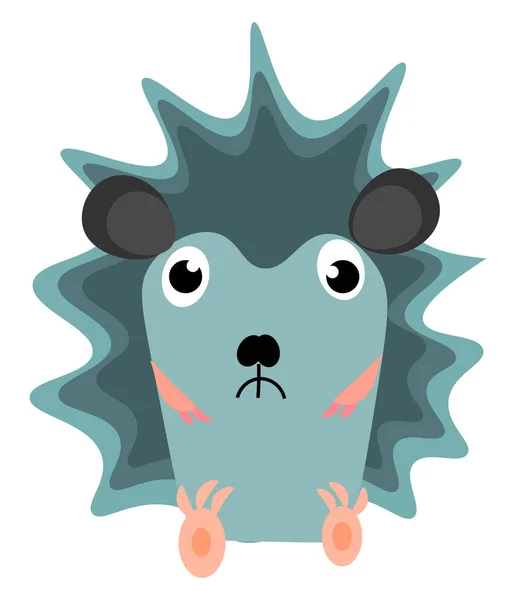 Emoji de um triste vetor de ouriço de cor azul ou ilustração de cor — Vetor de Stock