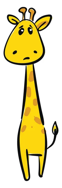 Emoji de uma girafa triste de cor amarela definida em costas brancas isoladas — Vetor de Stock