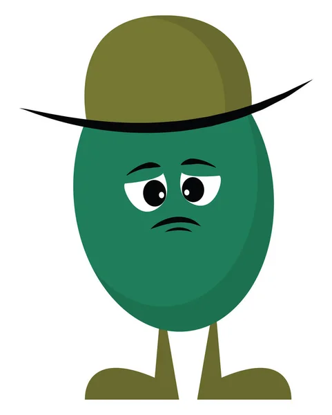 Emoji a sad green monster with a hat vector or color illustratio — Stock Vector