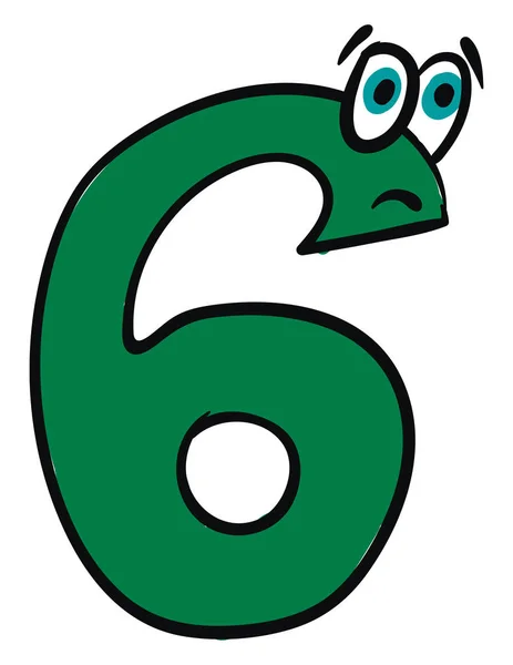 Emoji del triste verde numero sei vettore o illustrazione a colori — Vettoriale Stock