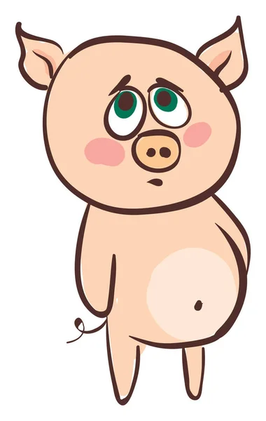 Emoji de un triste cerdo de color rosa sobre un fondo blanco aislado — Vector de stock