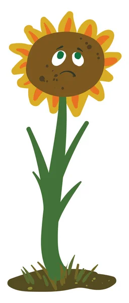 Emoji de un triste vector de capullo de girasol de color gris o una ilusión de color — Archivo Imágenes Vectoriales