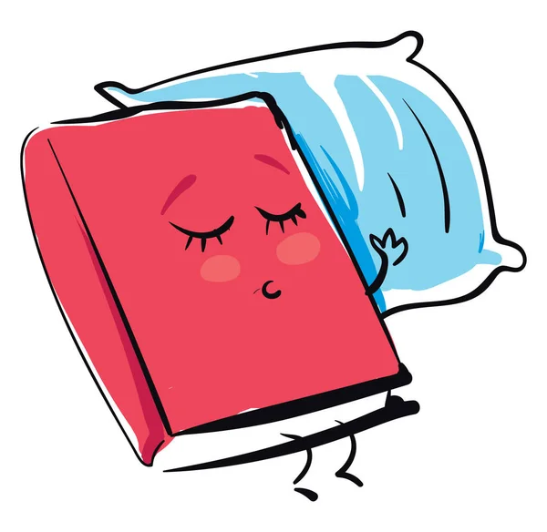 Emoji eines rot gefärbten Buches, das auf einem Kissenvektor oder einer Farbe schläft — Stockvektor