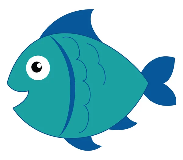 Clipart d'un vecteur de poisson souriant de couleur bleue ou d'une illustration couleur — Image vectorielle