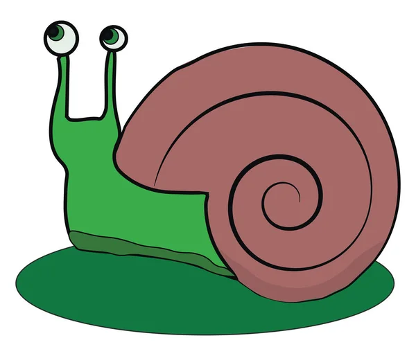 Clipart de um pequeno e bonito vetor de caracol verde ou illust cor — Vetor de Stock