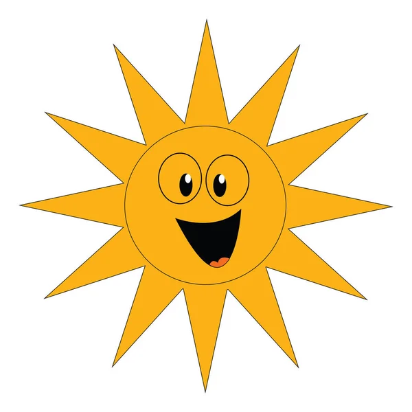 Clipart de un vector de sol amarillo risueño o ilustración en color — Archivo Imágenes Vectoriales
