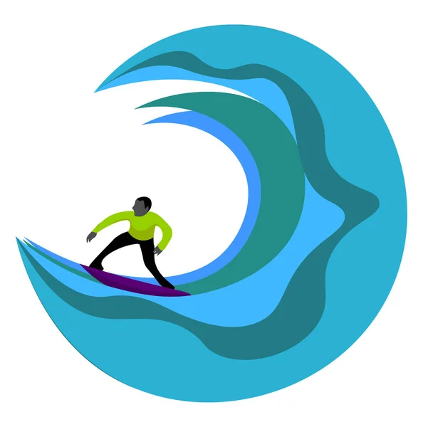 Ritratto di un vettore surfista o illustrazione a colori — Vettoriale Stock