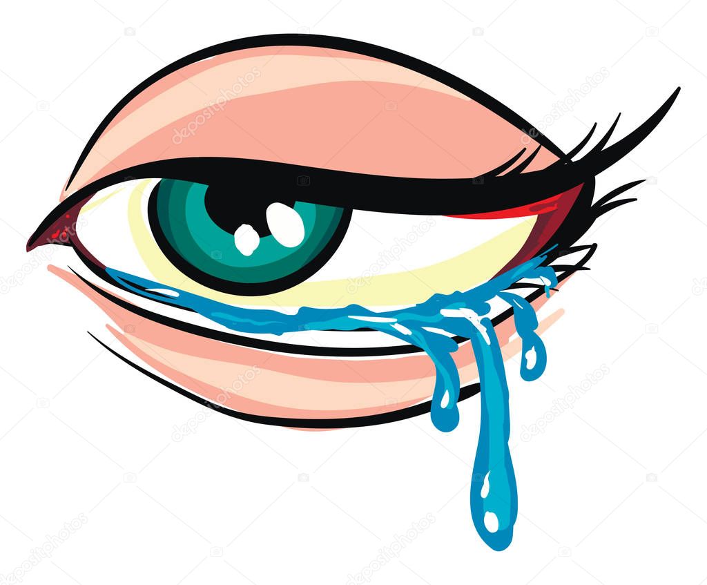 Illustration of a crying eye White background 