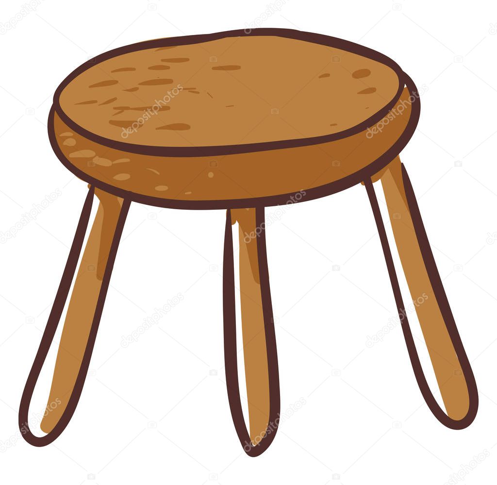 Clipart of a round-shaped brown stool vector or color illustrati