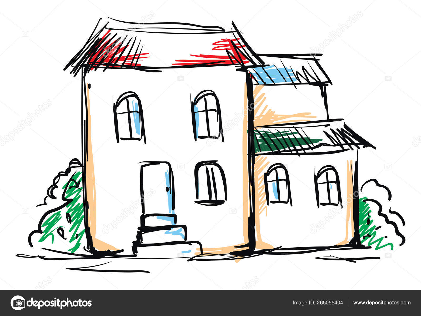Sketch Of A House Vector Or Color Illustration Stock