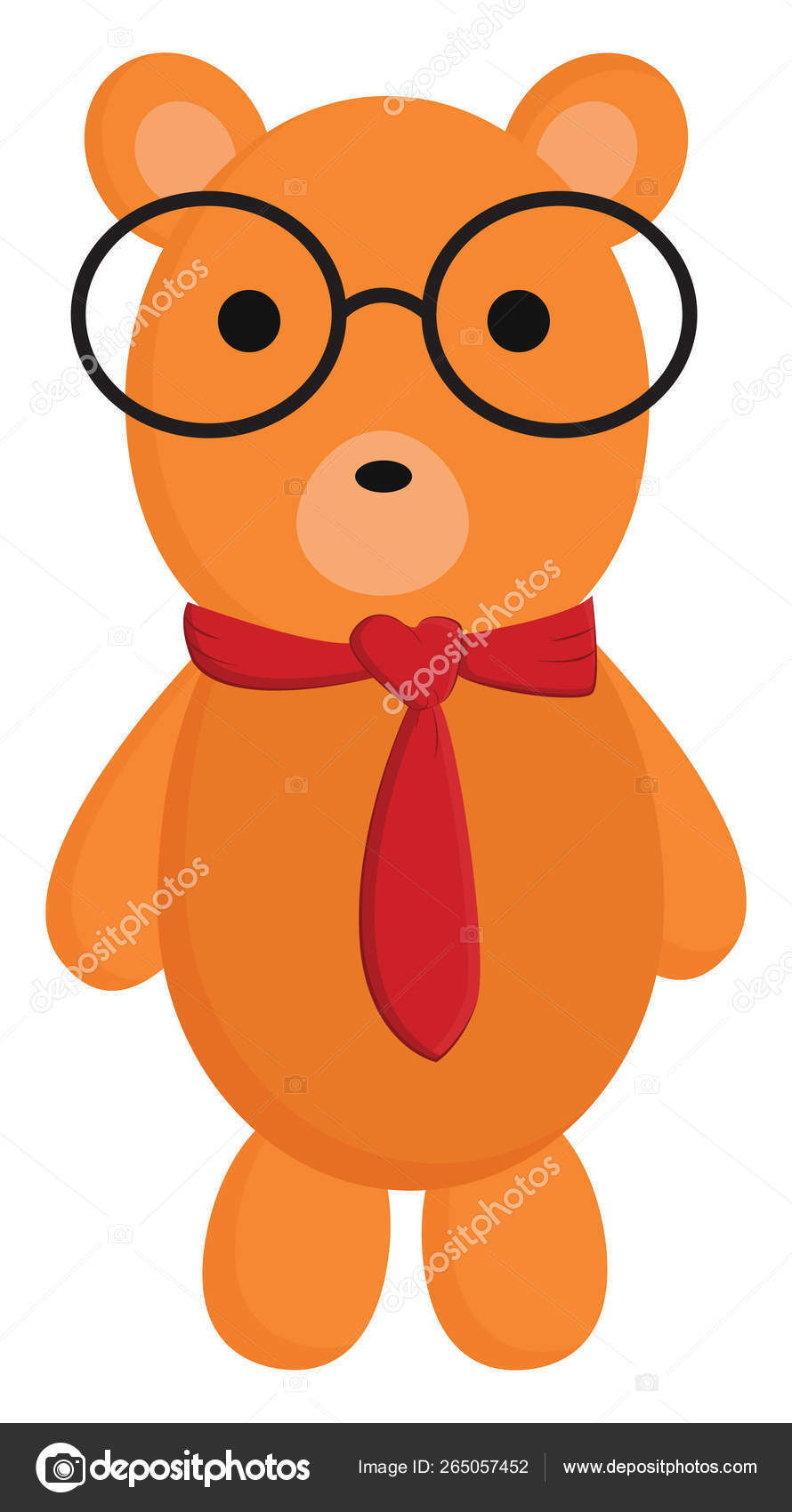 Clipart de un lindo oso de peluche con una corbata roja y gafas ve