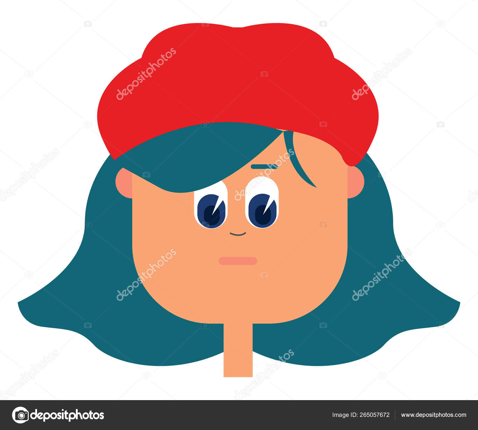 Cartoon Girl In A Red Hat Vector Or Color Illustration Stock Vector C Morphart 265057672
