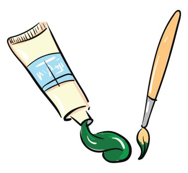 Beyaz arka planda resim vektörü boyar ve fırçalar 