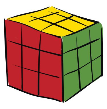 Beyaz arka plan üzerinde Rubik küpü 3x3 illüstrasyon vektörü 