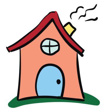 Kırmızı çatı evi vektörü veya renk illüstrasyonu