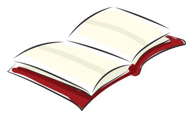 Açılan kırmızı kitap vektörünün veya renk çiziminin portresi