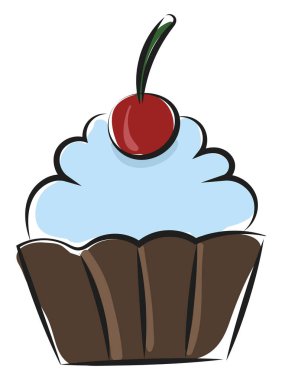 Bir cupcake vektör veya renk illüstrasyon çizimi