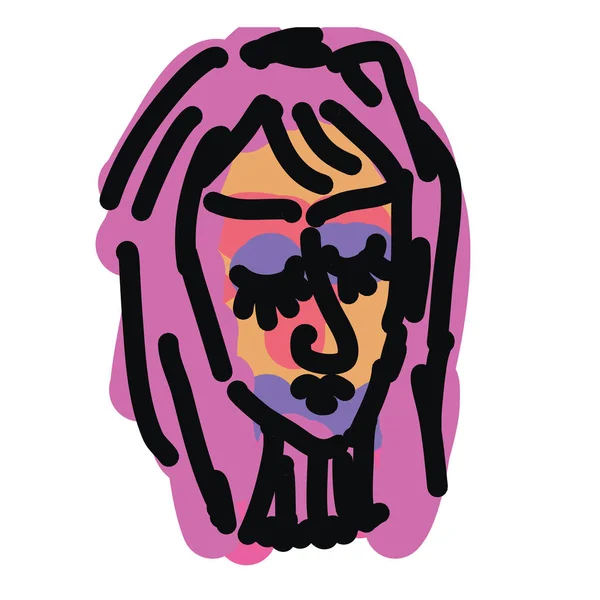 En färgstark målning av en konstnärlig kvinna vektor eller färg illustr ation — Stock vektor