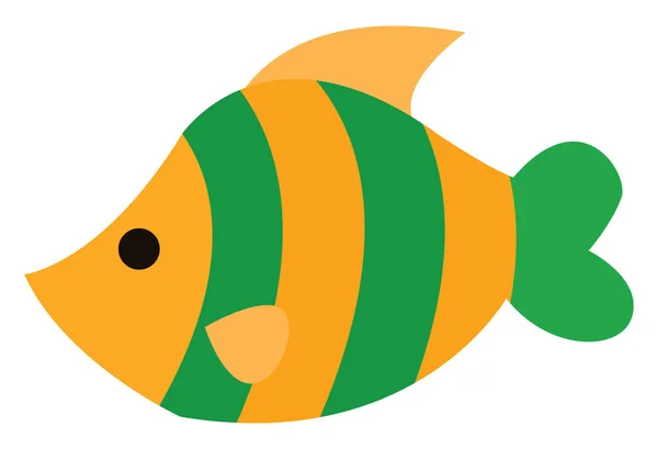 ClipArt av en vacker gul fisk med två gröna band som skala — Stock vektor
