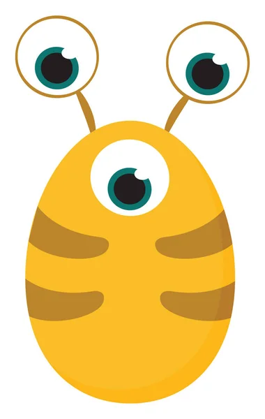 Clipart de monstre de couleur jaune avec trois yeux bombés vecteur — Image vectorielle