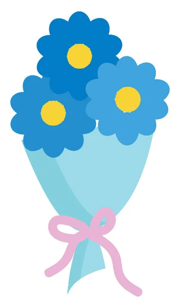Bouquet with three blue flowers — Stock Vector
