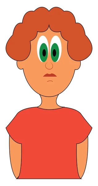 Niño con pelo rizado y ojos verdes vector ilustración — Vector de stock