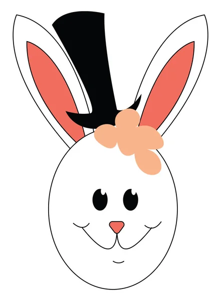 Bunny wearing cylinder hat vector illustarion — Stock Vector