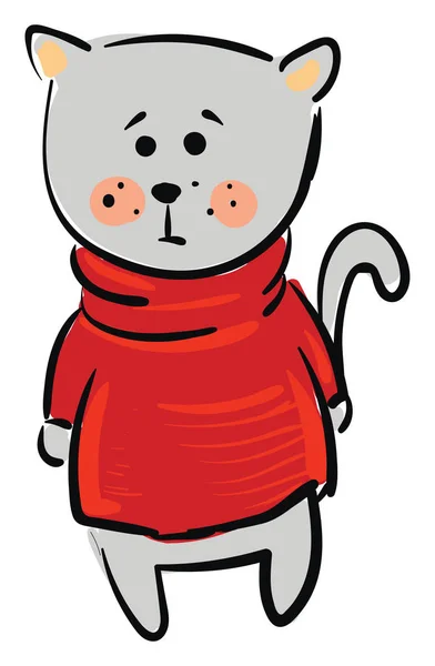 Gato vestindo camisola vermelha — Vetor de Stock