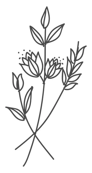 Siluet Bunga Diisolasi Pada Latar Belakang Putih - Stok Vektor