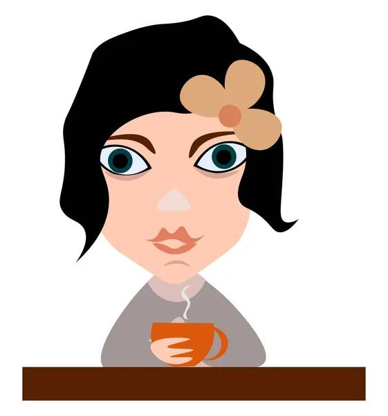 Jente som drikker kaffevektor illustrasjon – stockvektor