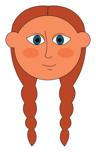 Rood headed meisje met Pigtails vector illustratie — Stockvector