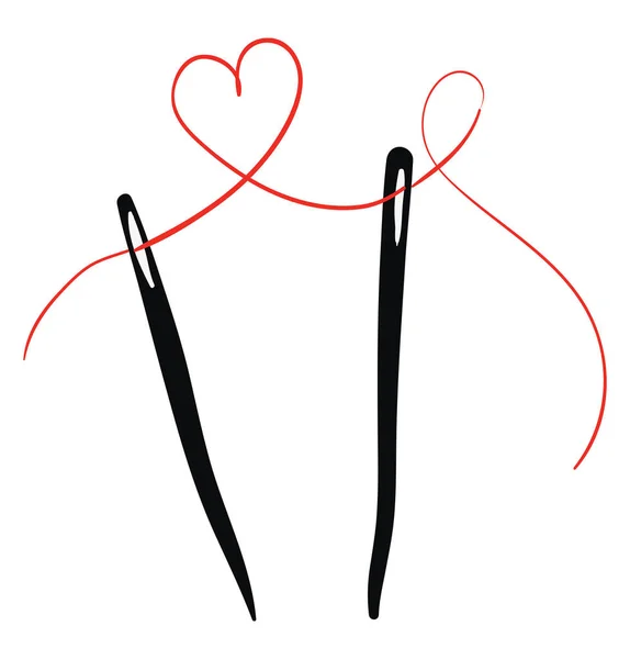 Liebe Nadel und Faden Illustration Vektor auf weißem Hintergrund — Stockvektor