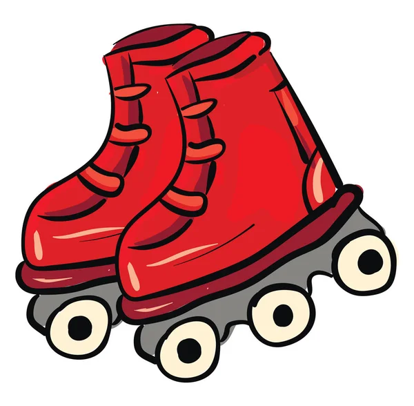 Red roler skates illustration vector on white background — Stock Vector