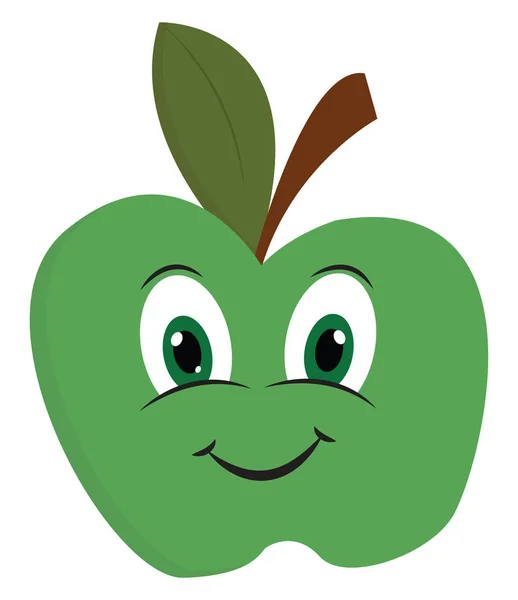 행복한 녹색 사과 벡터 또는 색상 그림 — 스톡 벡터